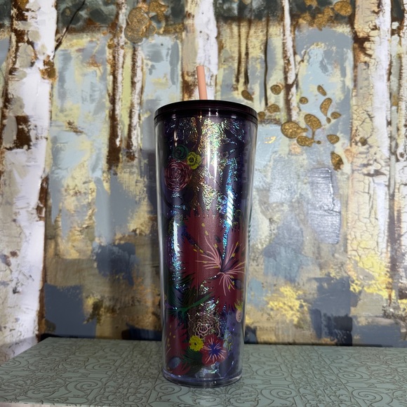 Starbucks Burgundy Floral Fall Foiled Cold Cup Tumbler - Picture 4 of 5